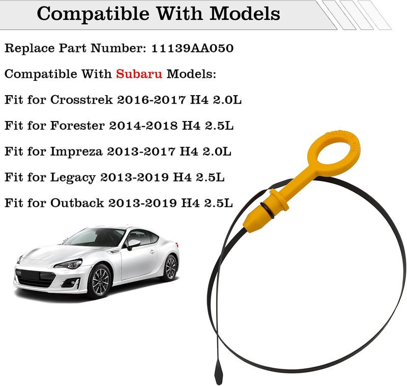 FBLOWMOD 11139AA050 Engine Oil Dipstick Indicator, Compatible with Subaru Outback Forester Impreza Legacy Crosstrek Engine Oil Fluid Level Dip Stick Replace 11139AA050 - Image 2